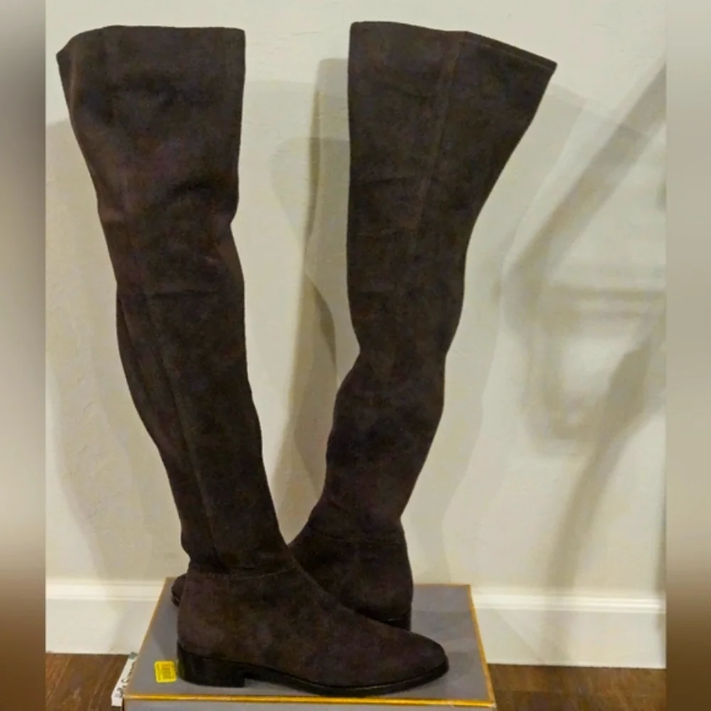 Vince Camuto Hailie Over The Knee Boots Brown Suede OTK Flat Boot 6